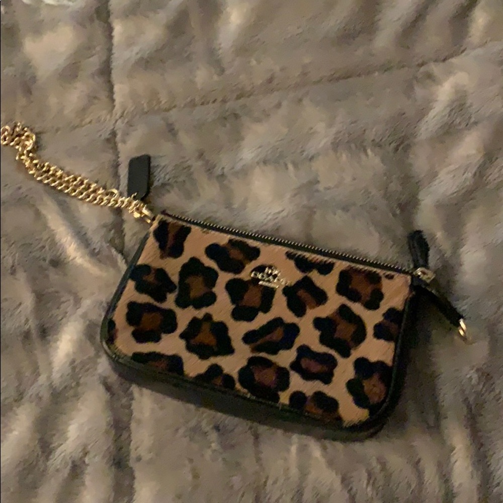 Coach leopard oversized wristlet